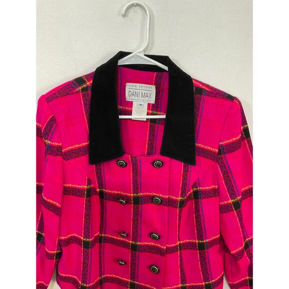 VTG 90s Blazer Plaid Hot Pink Blazer Lois Snyder Dani Max Sz16P X-Large Preppy - Picture 6 of 7